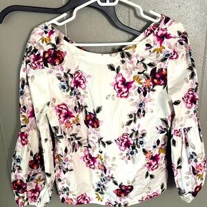 White House Black Market Red Ruffled Blouse